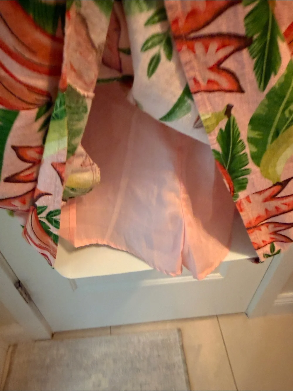 Rachel Zoe Tropical Pink Banana Leaf Slip Romper/ Dress/ sz. Small - Picture 4 of 8